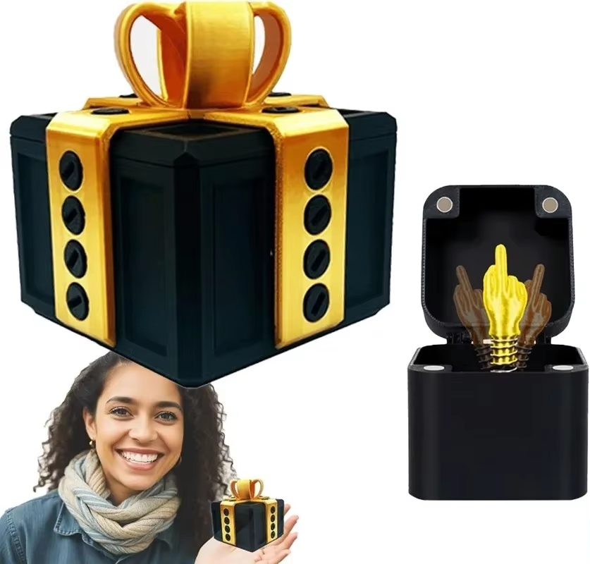 The Annoying Present with Middle Finger in a Box Gift Box with Screws Prank Surprise Pop-Up Novelty Funny Gifts for Adult Toys
