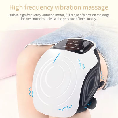 Cordless Knee Massager with LED Screen Infrared Heat and Vibration Knee Pain Relief for Swelling Stiff Joints Stretched Ligament