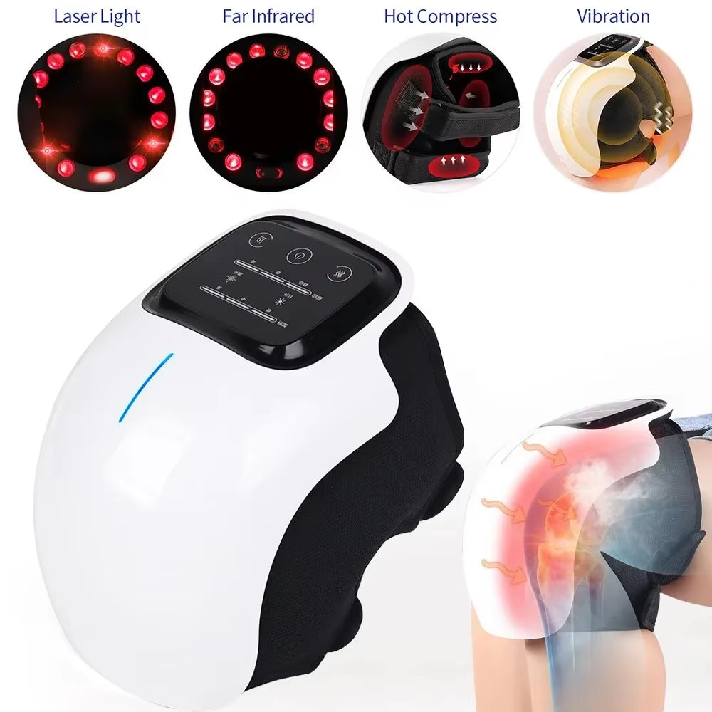 Cordless Knee Massager with LED Screen Infrared Heat and Vibration Knee Pain Relief for Swelling Stiff Joints Stretched Ligament