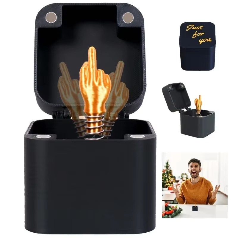 The Annoying Present with Middle Finger in a Box Gift Box with Screws Prank Surprise Pop-Up Novelty Funny Gifts for Adult Toys
