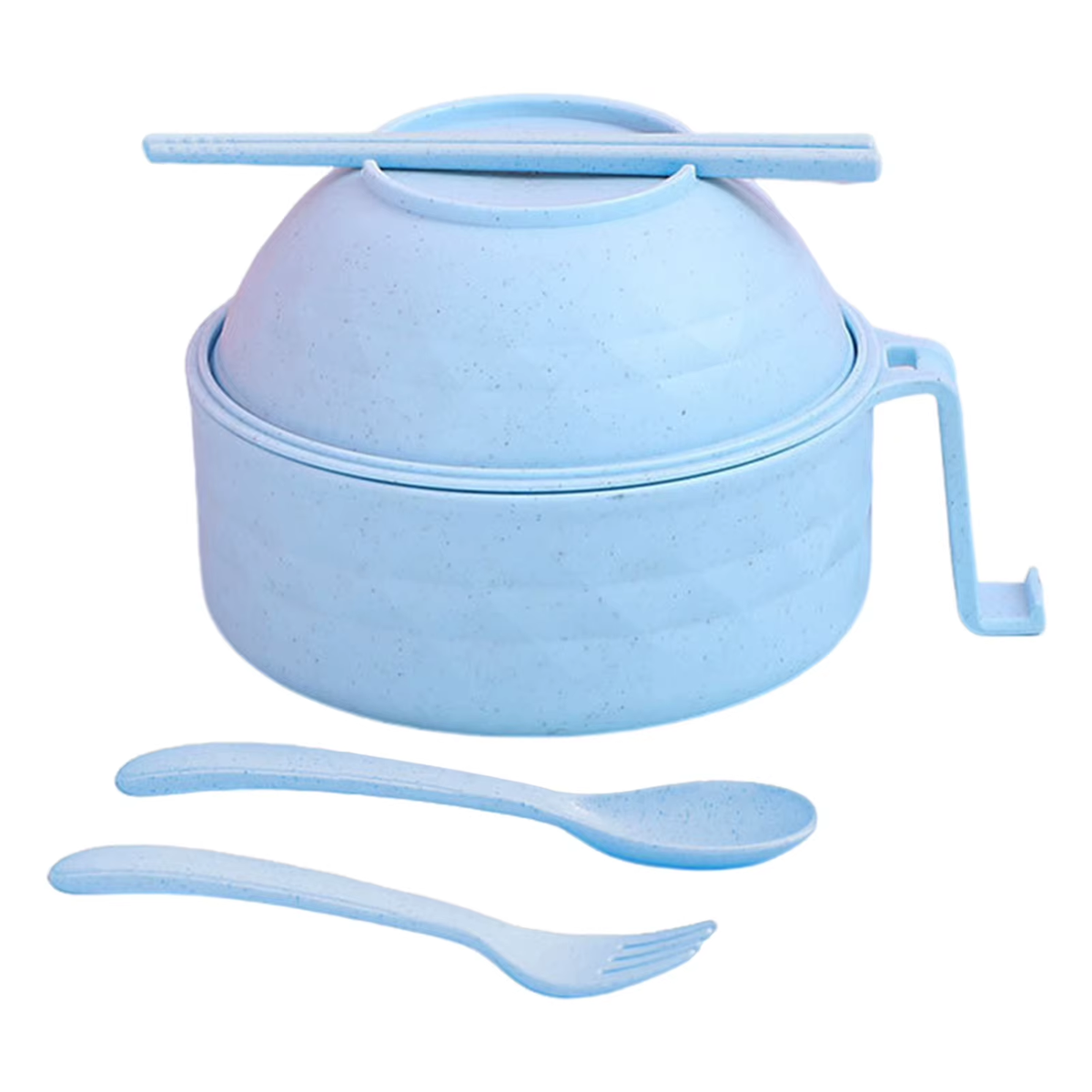 Microwave Ramen Bowl Cooker Set Wheat Straw Instant Noodles Bowl Handles,Ramen Noodle Cooker with Spoon Chopsticks Fork Camping